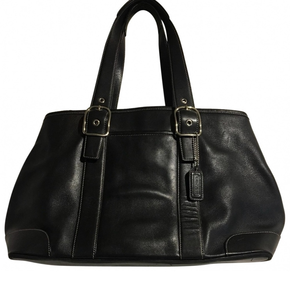 Coach vintage black leather satchel handbag